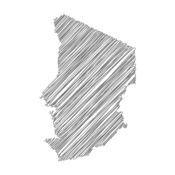 Chad 'in karalama haritasının vektör çizimi