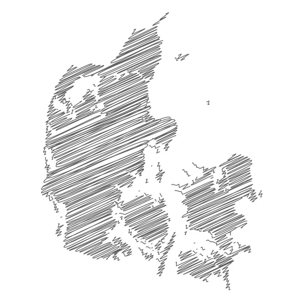 Векторная Иллюстрация Карты Дании Каракулям — стоковый вектор