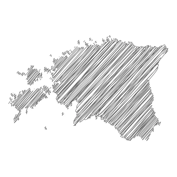 Vector Illustration Scribble Drawing Map Estonia —  Vetores de Stock