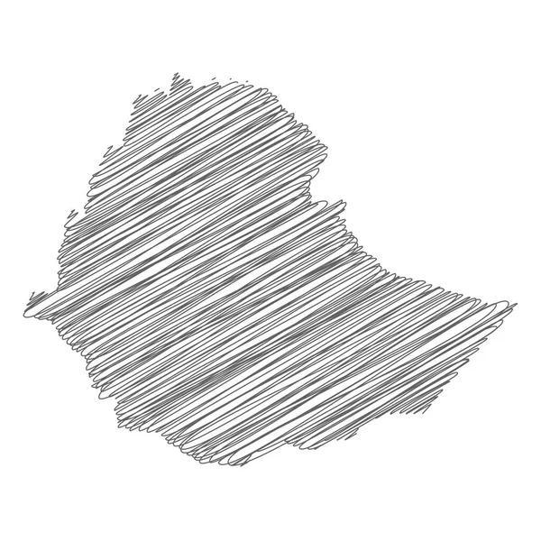 Vector Illustration Scribble Drawing Map Ethiopia — Stockvector