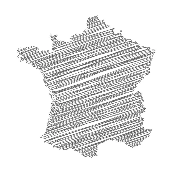 Vectorillustratie Van Krabbeltekening Kaart Van Frankrijk — Stockvector