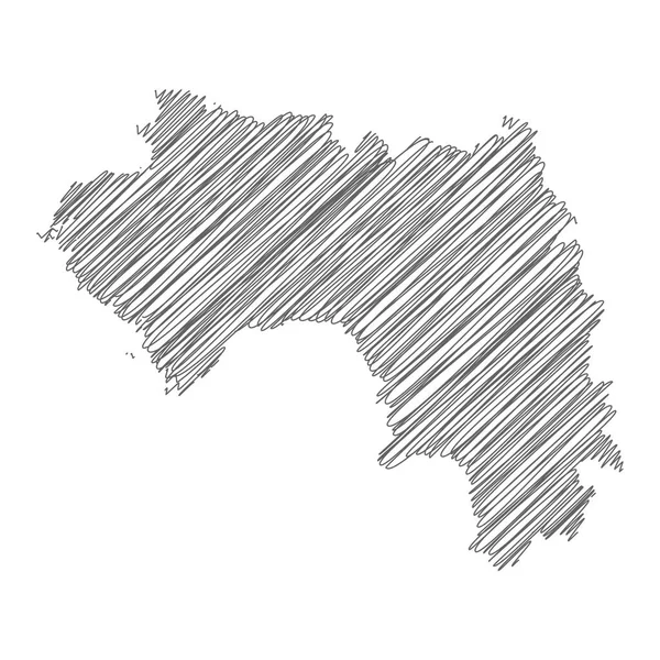Vektorillustration Der Kritzelbaren Landkarte Von Guinea — Stockvektor