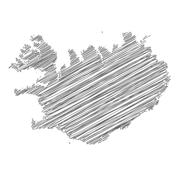 Ilustração Vetorial Scribble Desenho Mapa Islândia —  Vetores de Stock