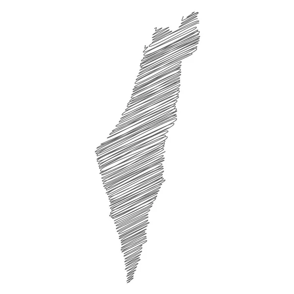 Vector Illustration Scribble Drawing Map Israel — 스톡 벡터