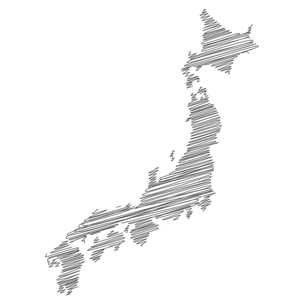 Vektorillustration Der Kritzelbaren Landkarte Von Japan — Stockvektor