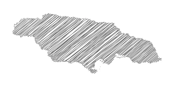Vector Illustration Scribble Drawing Map Jamaica — Stockvektor