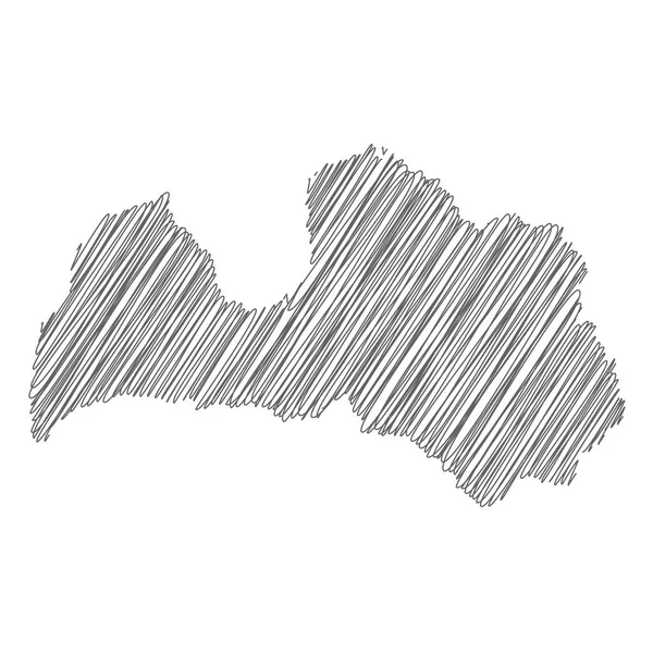 Letonya 'nın karalama haritasının vektör çizimi