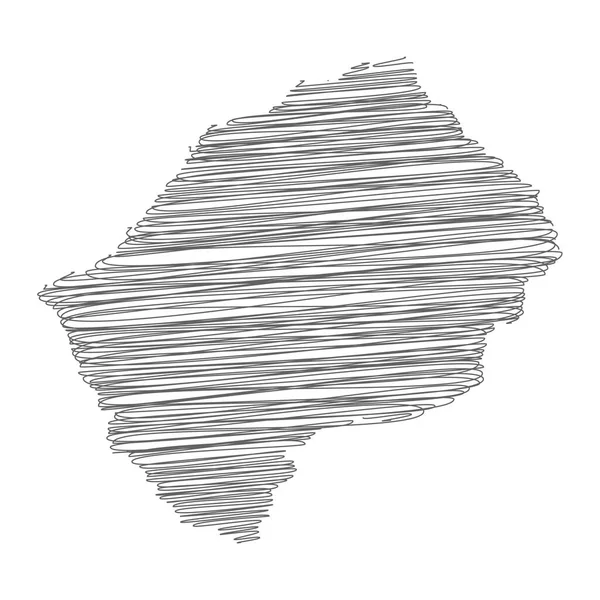 Vector Illustration Scribble Drawing Map Lesotho — Stockvektor