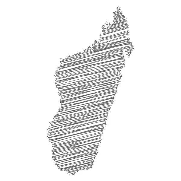 Vector Illustration Scribble Drawing Map Madagascar —  Vetores de Stock