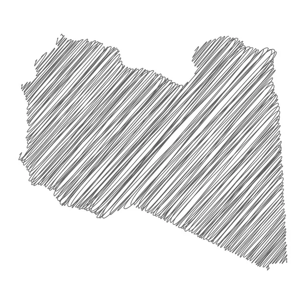 Vector Illustration Scribble Drawing Map Libya — Stockvector