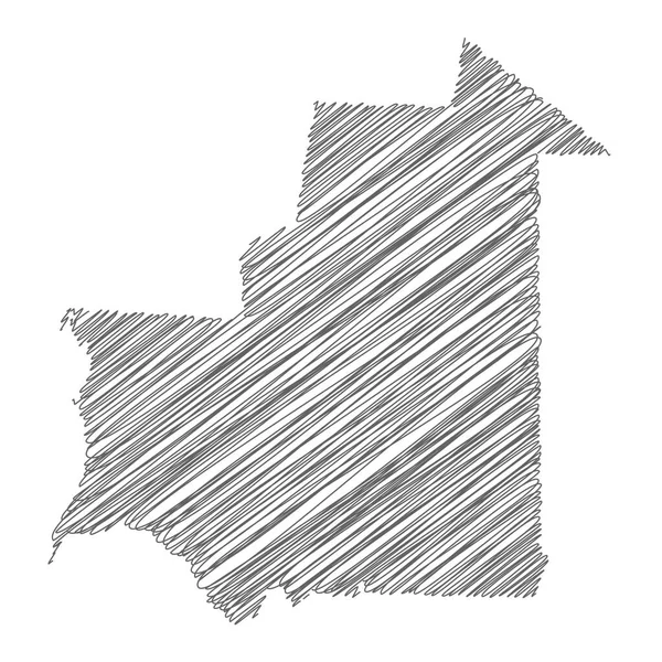 Vector Illustration Scribble Drawing Map Mauritania — Vetor de Stock