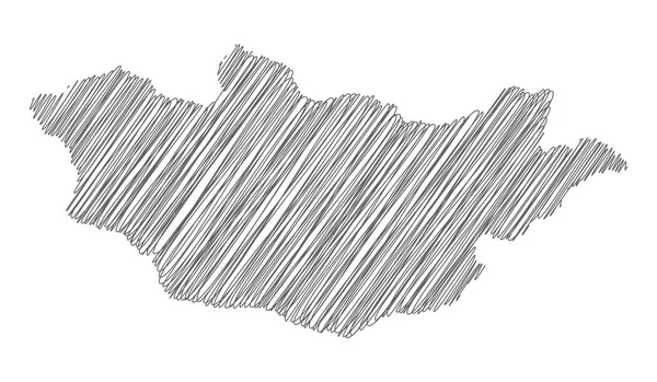 Moğolistan 'ın karalama haritasının vektör çizimi