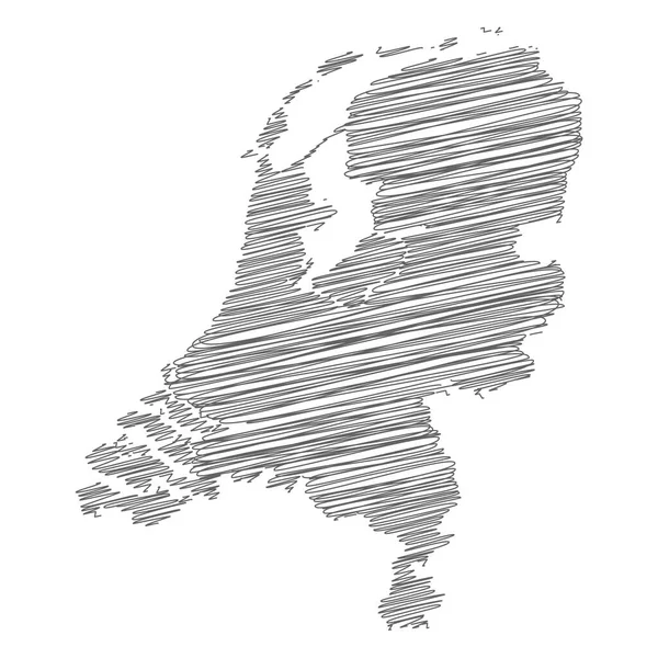 Vektorillustration Der Kritzelbaren Landkarte Der Niederlande — Stockvektor