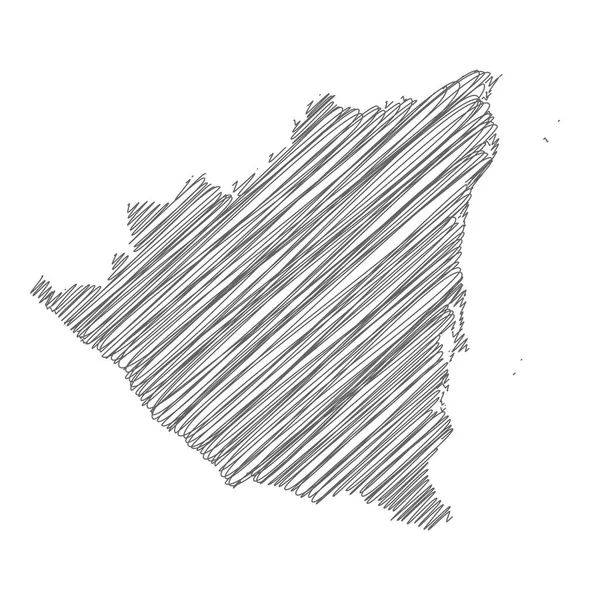 Vektorillustration Einer Kritzelbaren Landkarte Von Nicaragua — Stockvektor
