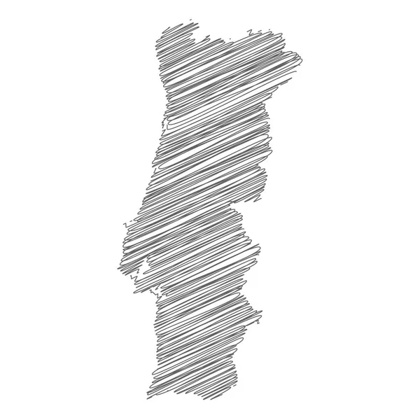 Ilustração Vetorial Scribble Desenho Mapa Portugal — Vetor de Stock