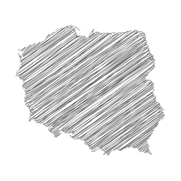 Vector Illustration Scribble Drawing Map Poland — Archivo Imágenes Vectoriales
