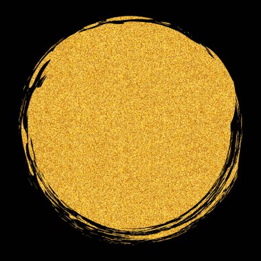 altın renkli vektör yuvarlak fırça koyu arkaplan üzerine boyanmış pankart çerçevesi