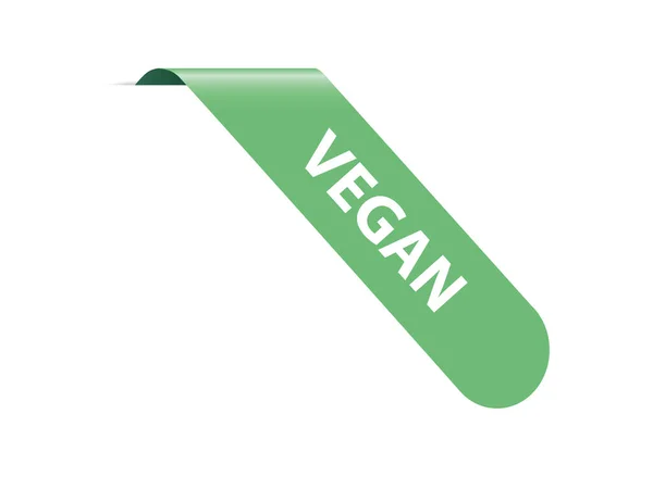 Vegan Ilustración Vectorial Banner Cinta Esquina Verde Sobre Fondo Blanco — Vector de stock