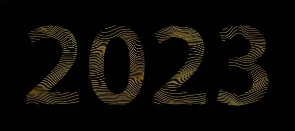 2023 Новый Год Золотой Полосатый Баннер Векторная Иллюстрация — стоковый вектор