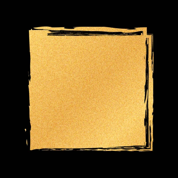 Escova Vetor Colorido Dourado Pintado Quadro Banner Fundo Escuro —  Vetores de Stock
