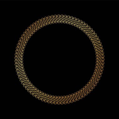 yuvarlak vektör çerçevesi - siyah arkaplanda altın renkli daire pankartı