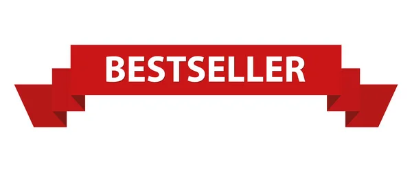 Bestseller Διάνυσμα Στοιχείο Σχεδιασμού Κόκκινο Χρώμα Κορδέλα Banner Ετικέτα Λευκό — Διανυσματικό Αρχείο