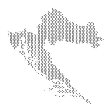 Hırvatistan 'ın noktalı haritasının vektör çizimi