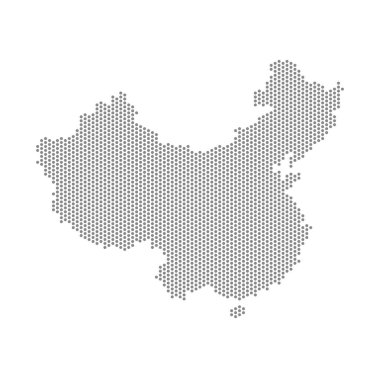 Çin 'in noktalı haritasının vektör çizimi