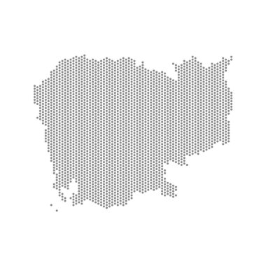 Kamboçya 'nın noktalı haritasının vektör çizimi