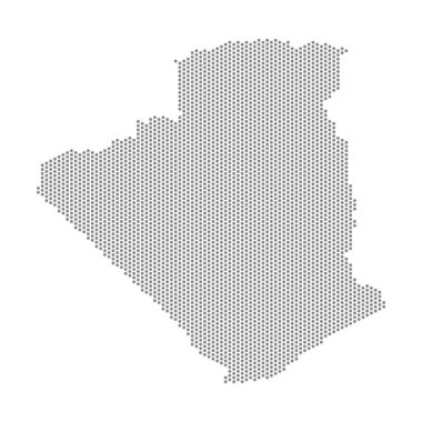 Cezayir 'in noktalı haritasının vektör çizimi