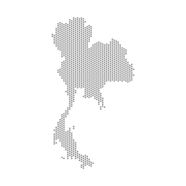 Tayland 'ın noktalı haritasının vektör çizimi