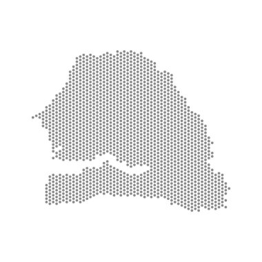 Senegal 'in noktalı haritasının vektör çizimi