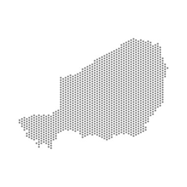 Nijer 'in noktalı haritasının vektör çizimi