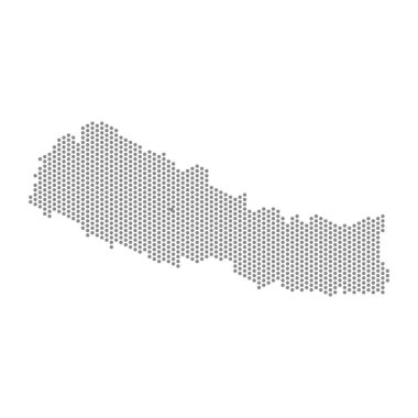 Nepal 'in noktalı haritasının vektör çizimi