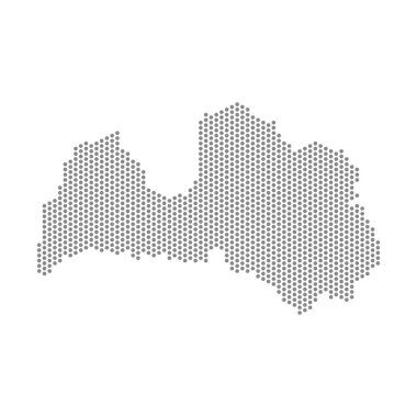 Letonya 'nın noktalı haritasının vektör çizimi