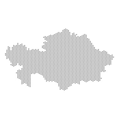 Kazakistan 'ın noktalı haritasının vektör çizimi