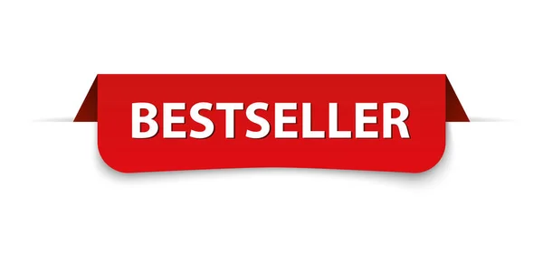 Bestseller Vector Illustratie Van Rood Gekleurde Label Banner Witte Achtergrond — Stockvector