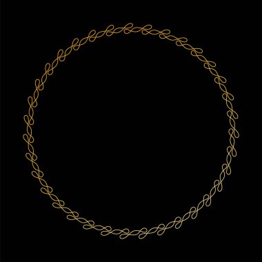 yuvarlak vektör çerçevesi - siyah arkaplanda altın renkli daire pankartı