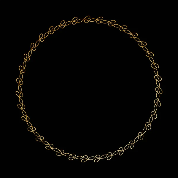 Круглая Векторная Рамка Баннер Золотого Цвета Черном Фоне — стоковый вектор