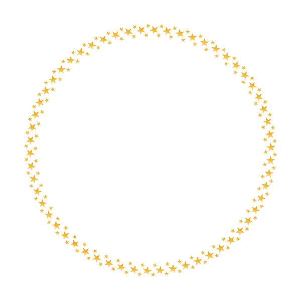 Vector Frame Gold Colored Circle Star Banner White Background — Stockvektor