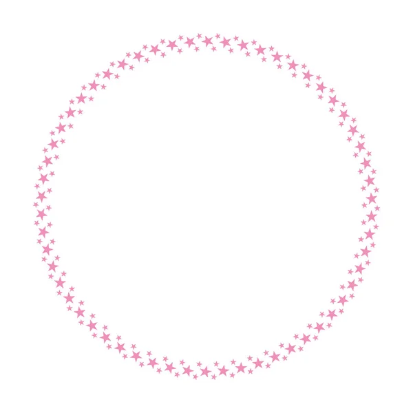 Круглая Векторная Рамка Розовый Цвет Круга Звезда Баннер Белом Фоне — стоковый вектор