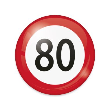 Beyaz arkaplanda izole edilmiş 80 km / h hız sınırı trafik işaretlerinin vektör çizimi