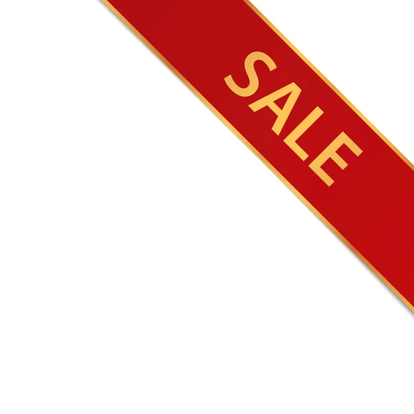 Sale Vector Illustration Red Corner Ribbon Banner Gold Colored Frame — Vettoriale Stock