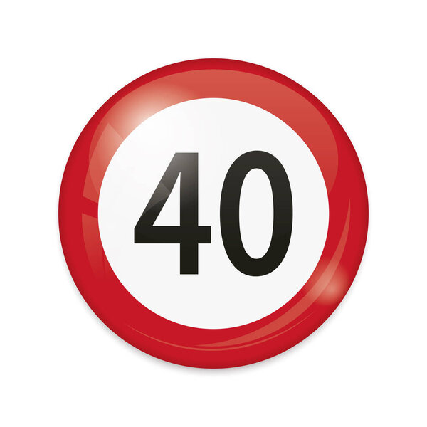 vector illustration of 40 km/h speed limit traffic signs isolated on white background