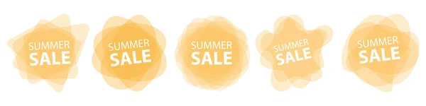 Summer Sale Set Simple Yellow Colored Watercolor Banners White Background — Stock vektor