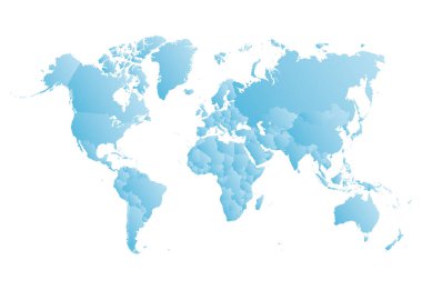 vector illustartion of blue colored world map on white background