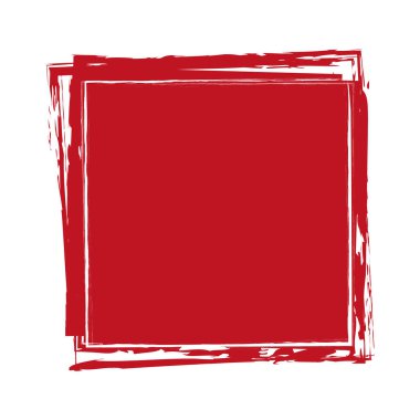  red colored vector brush painted ink stamp banner frame on white background