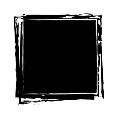 black colored vector brush painted ink stamp banner frame on white background