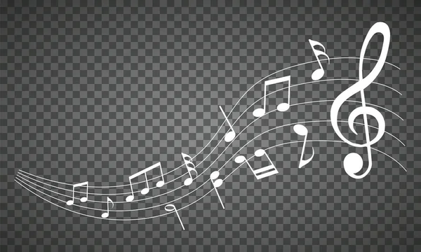 Vector Bladmuziek Muzikale Noten Melodie Transparante Achtergrond — Stockvector