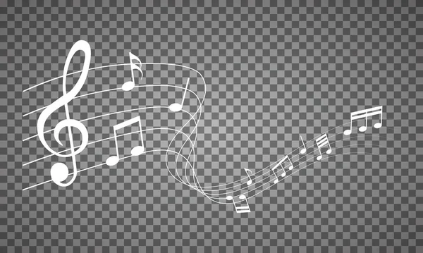 Vector Bladmuziek Muzikale Noten Melodie Transparante Achtergrond — Stockvector